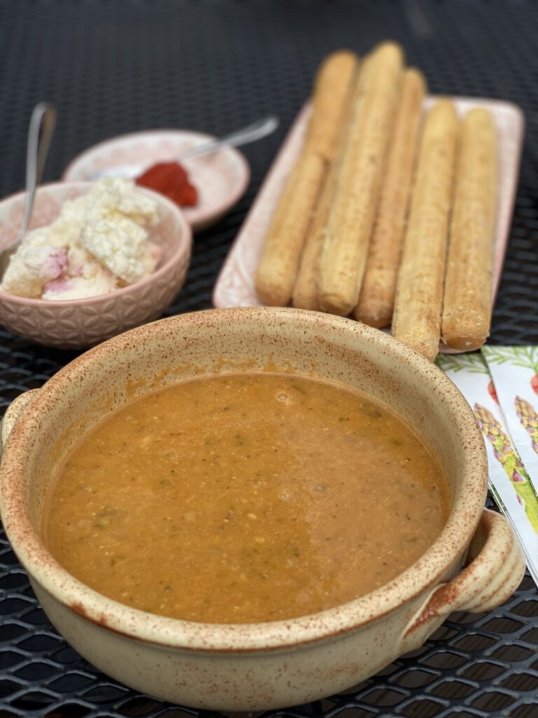 Bowl of smooth harira soup