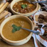 Chunky and smooth harira soup