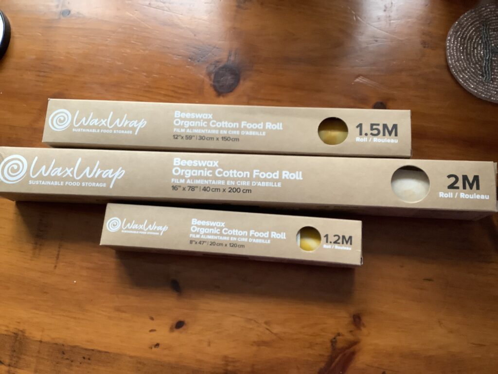 Three rolls of bees wax wrap in different sizes