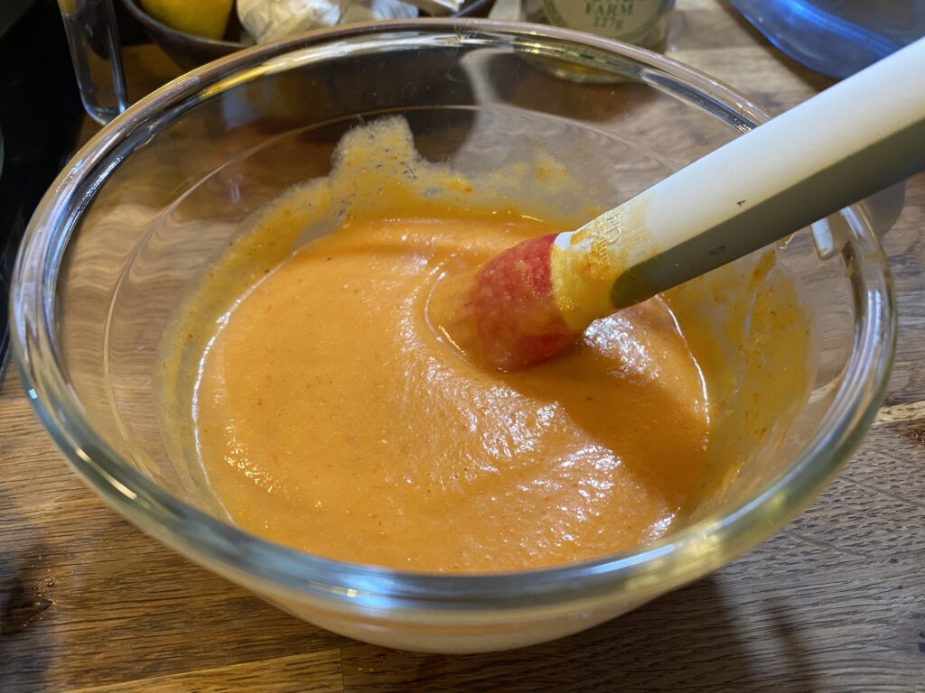 Lovely orange colour sauce in a bowl