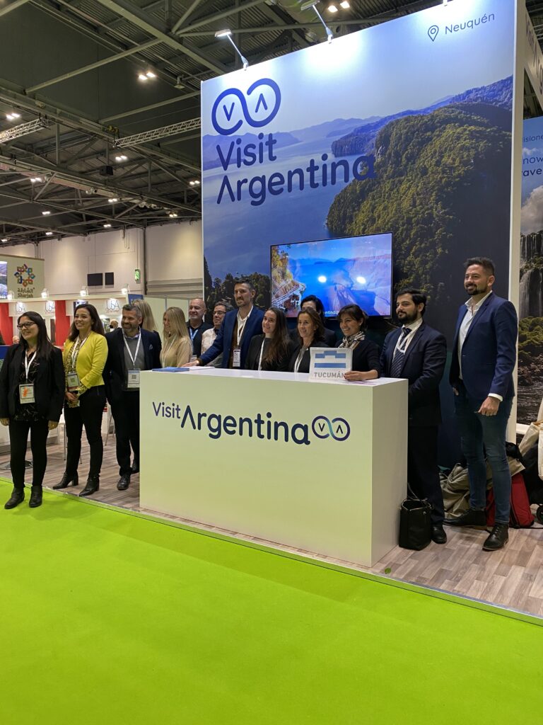 The crew of the visit Argentina stand at the World Travel Market