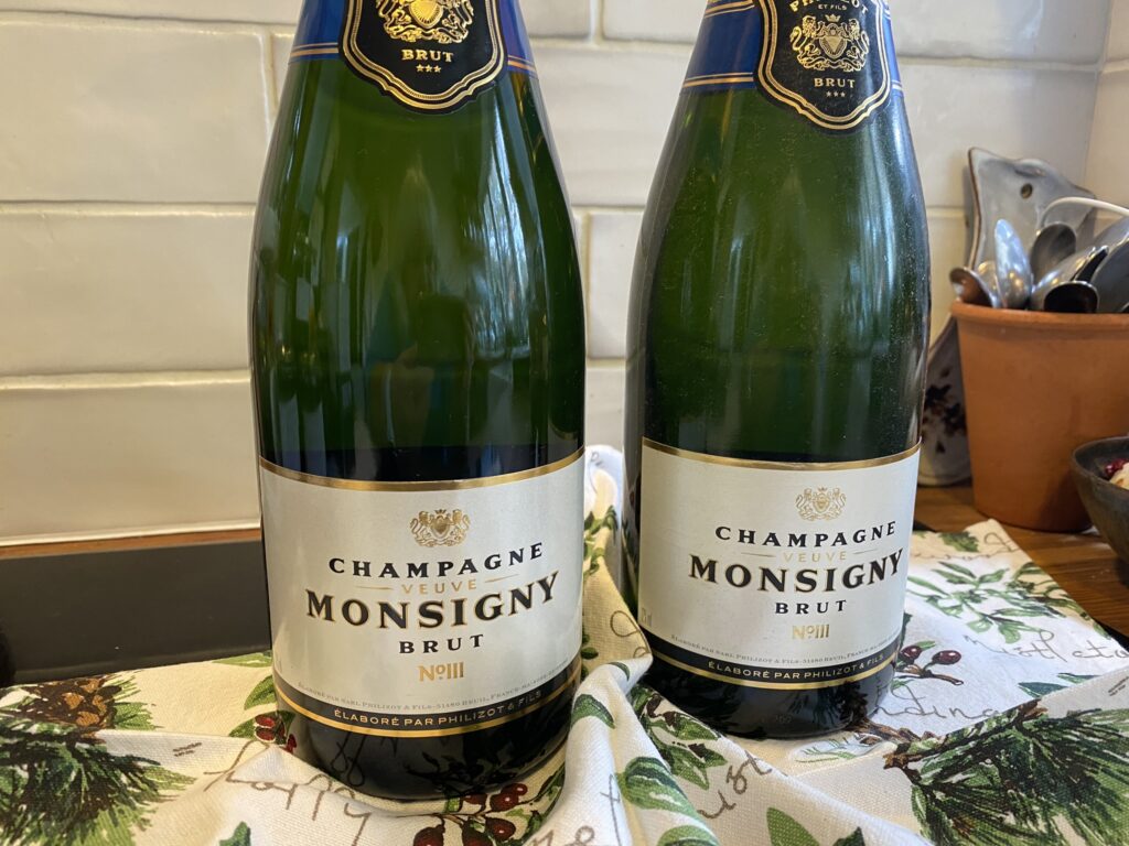 Two bottles of Aldi champagne