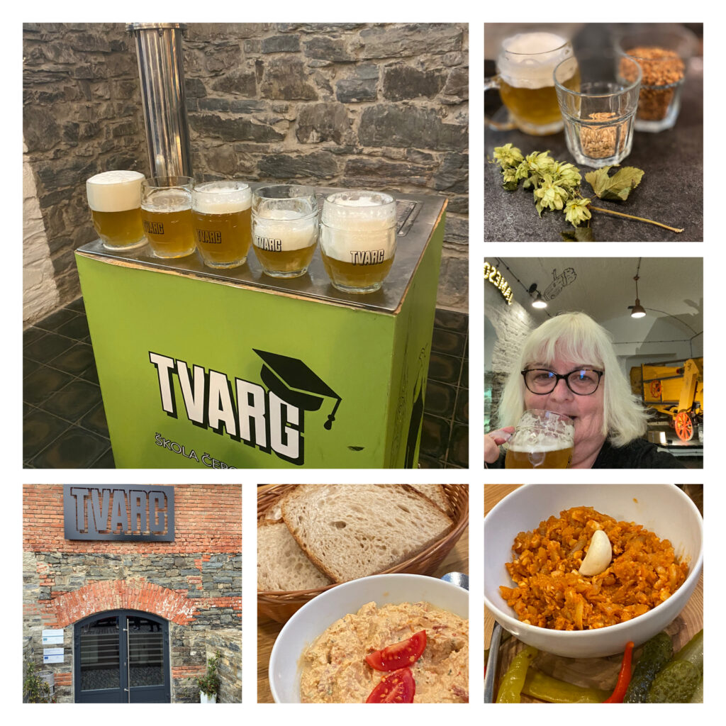 Collage of photos of TVARG beer pouring and the distinct cheese as dips